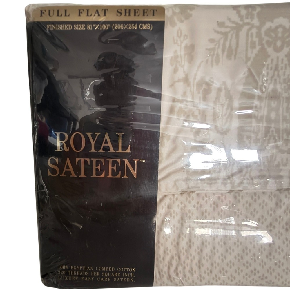 Vintage Crown Craft Royal Sateen Egyptian Cotton Full Flat Sheet Silk Trade